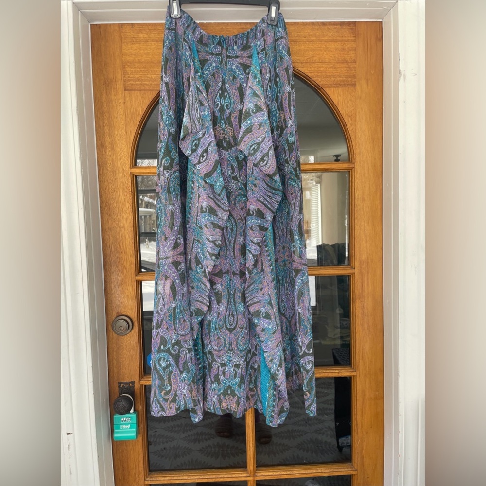 BCBGMAXAZRIA Blue/purple Elm Combo Paisley Maxi Skirt Size 8 - Picture 6 of 6